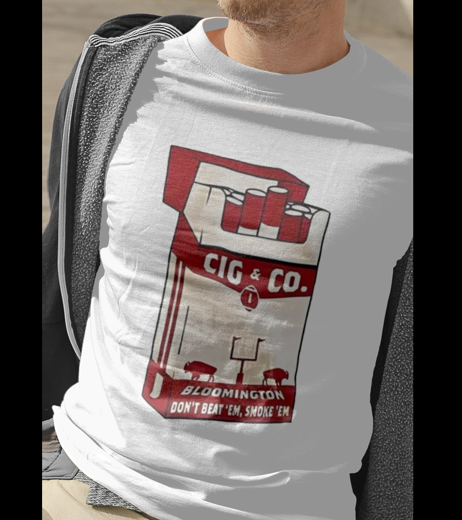 Bloomington Cig & Co Don't Beat 'Em Smoke 'Em Red Pack Football Field Buffalos T-Shirt