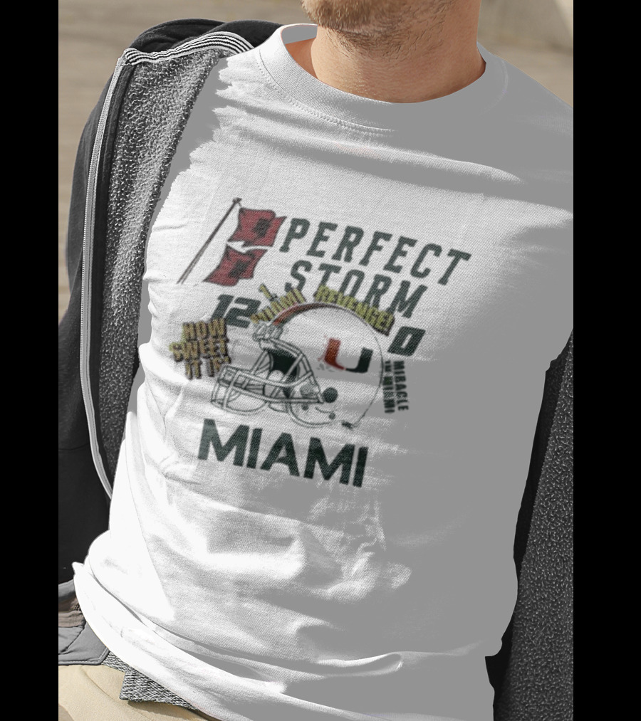 Miami Hurricanes Perfect Storm Refugee Sweet Helmet T-Shirt