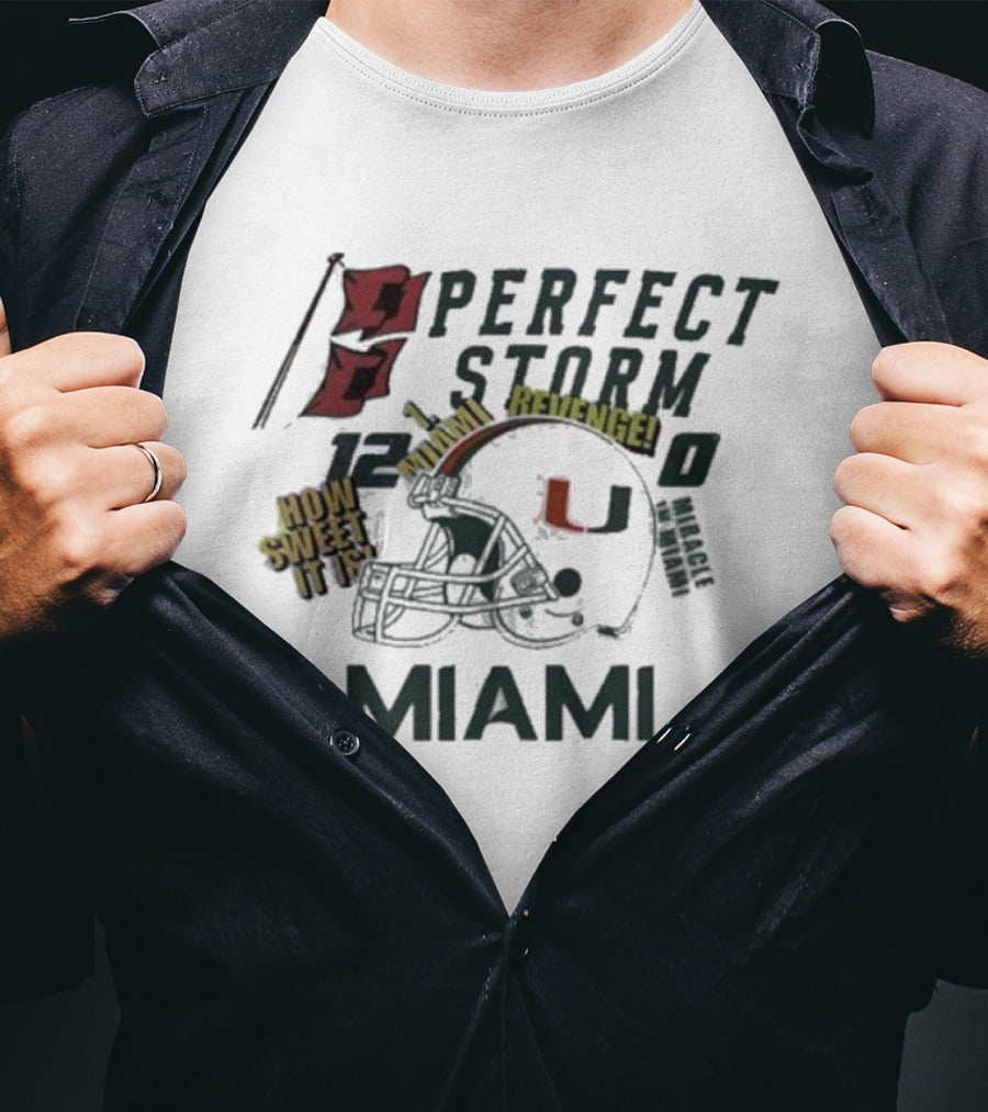 Miami Hurricanes Perfect Storm Refugee Sweet Helmet T-Shirt