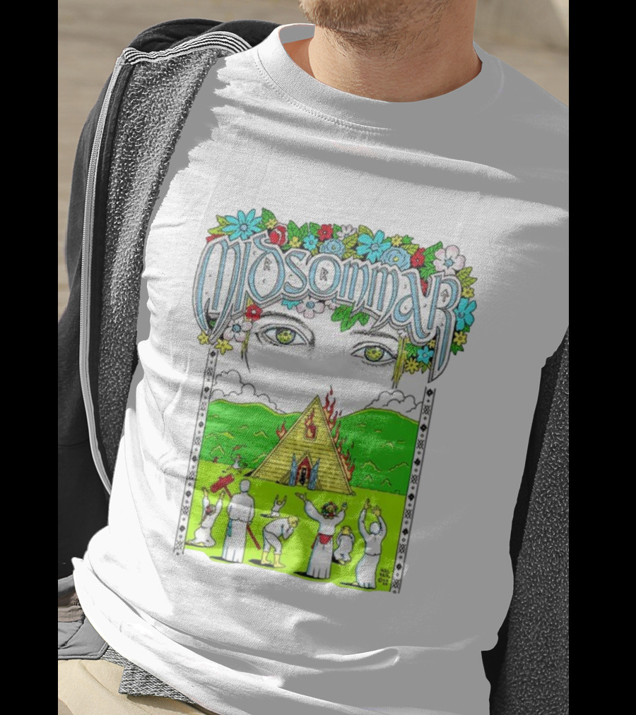 Midsommar Eyes Pyramid Fire Ceremony Illustration T-Shirt