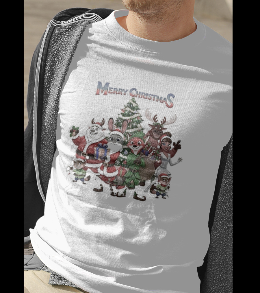 Judy Hopps Nick Wilde Merry Christmas Zootopia Holiday Friends Tree T-Shirt