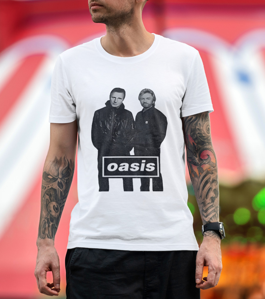 Liam Neeson Noel Edmonds Oasis Band Parody T-Shirt