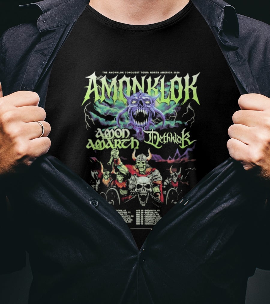 Amonklok Amon Amarth Dethklok Conquest Tour North America 2026 Dates T-Shirt
