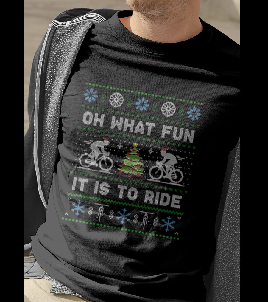 Oh What Fun It Is To Ride Cycling Christmas Bicycle Jumper T-Shirt