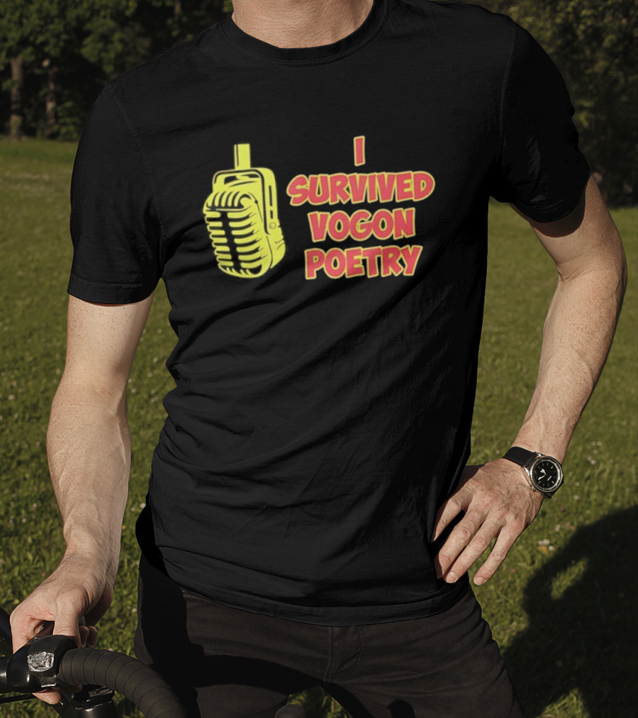 I Survived Vogon Poetry Retro Microphone Theme T-Shirt