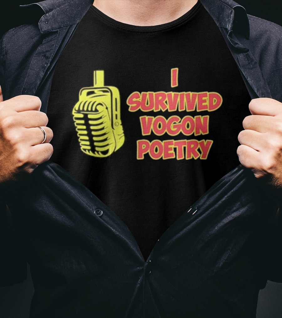 I Survived Vogon Poetry Retro Microphone Theme T-Shirt