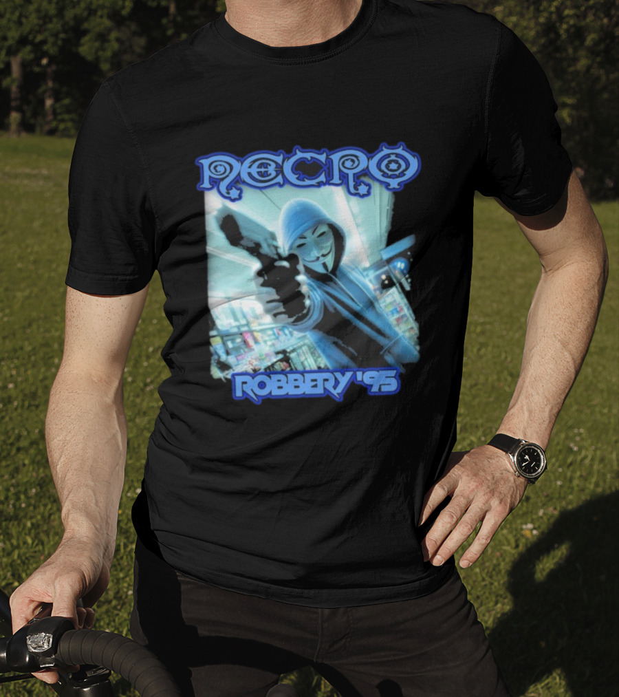 Necro Robbery '95 Hacker Mask Gun Store T-Shirt