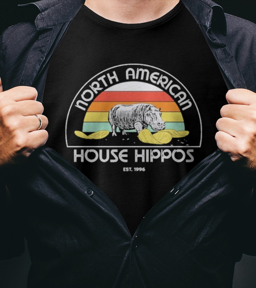 North American House Hippos Est 1996 Vintage Rainbow T-Shirt