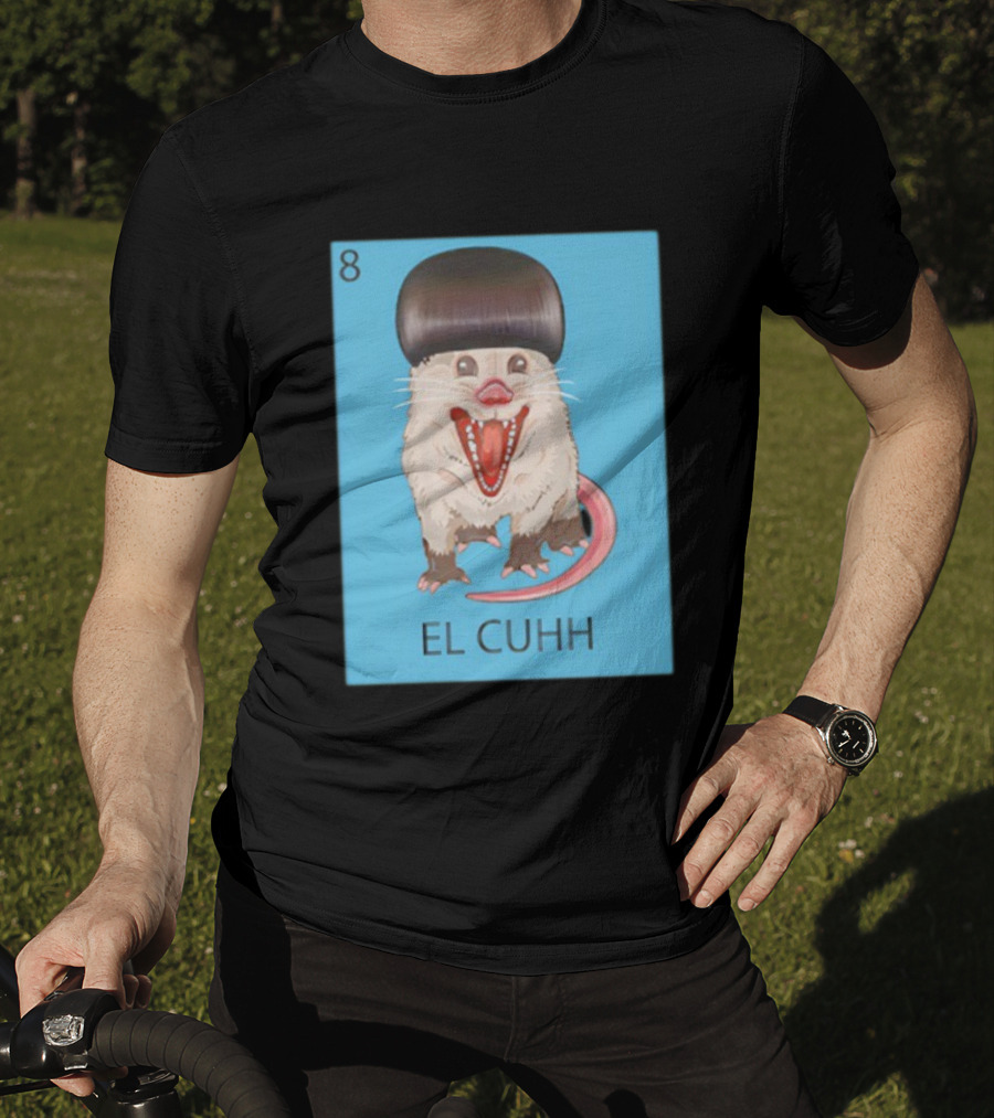 Takuache Loteria El Cuhh Card Number 8 Possum Art Cartoon Style T-Shirt