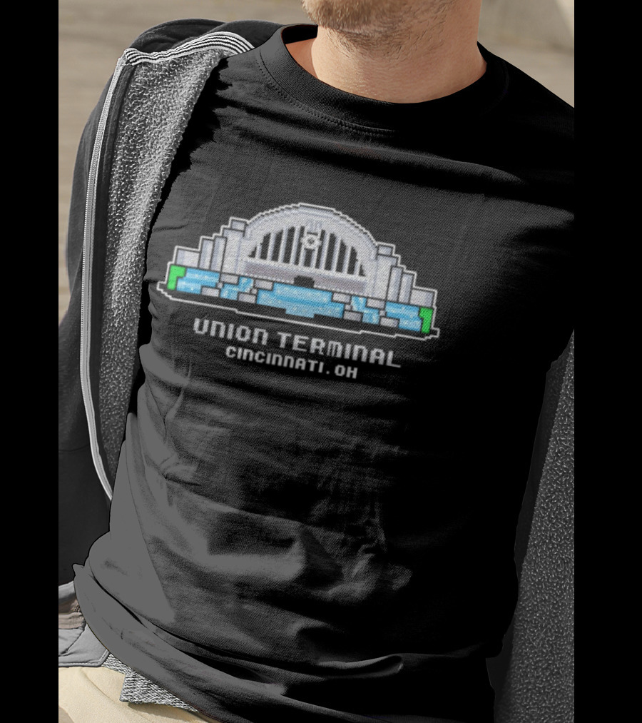 Union Terminal Cincinnati Ohio Pixel Art Architecture Icon T-Shirt