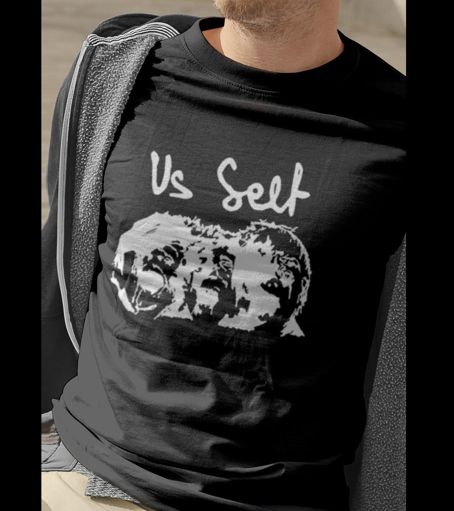 Vs Self Faces Monochrome Expression Graphic T-Shirt