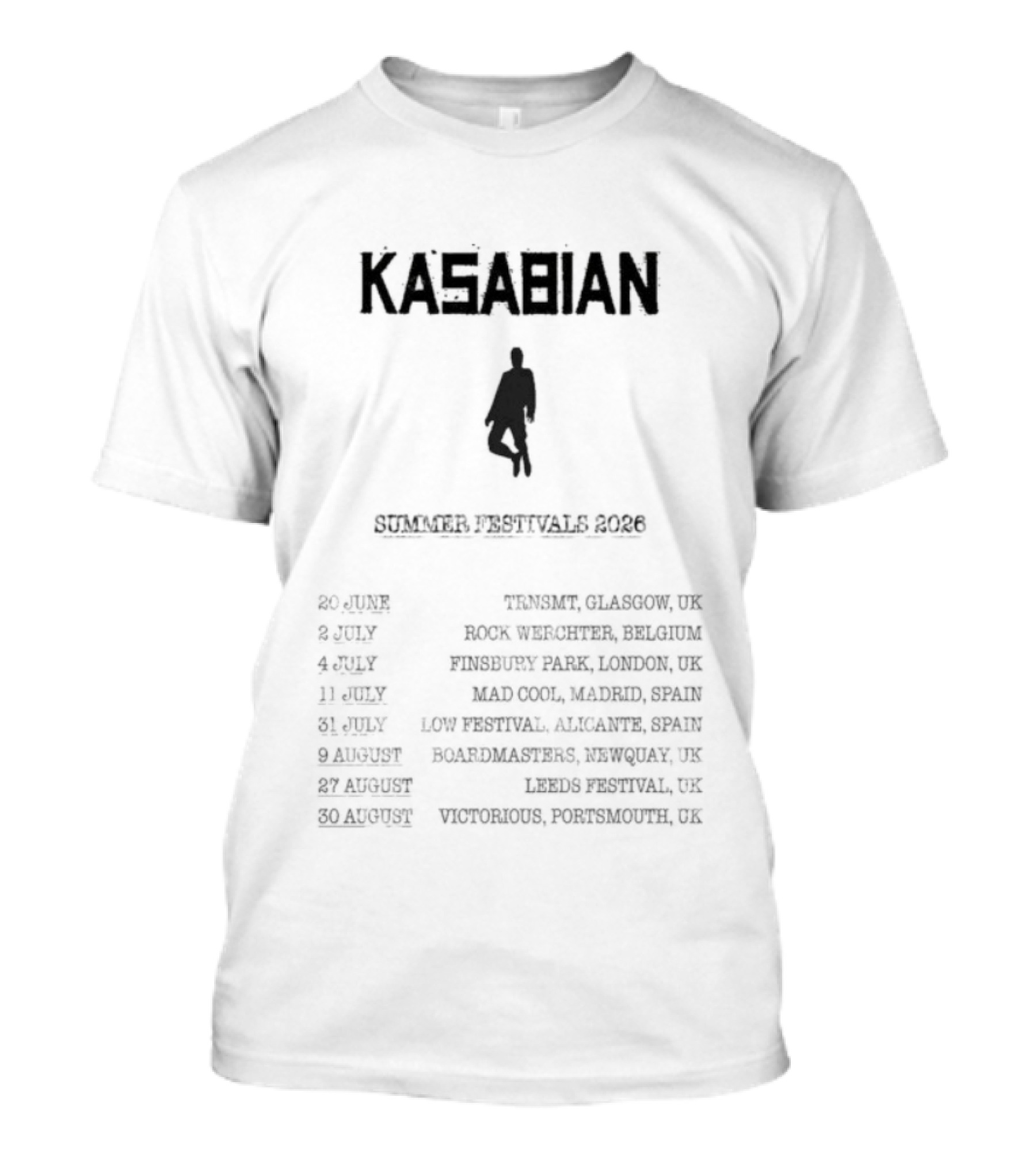 Kasabian Summer Festivals 2026 Tour Dates Black T-Shirt