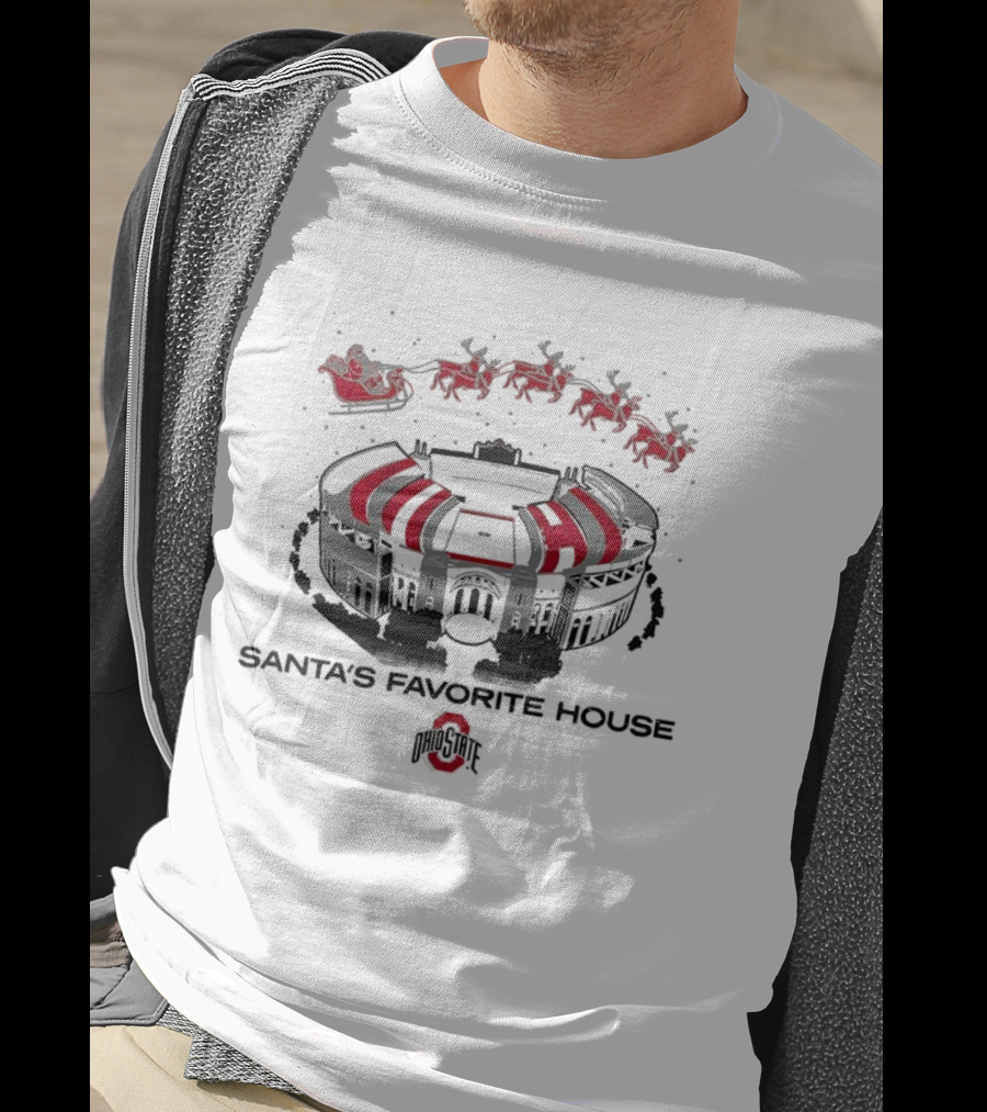 Ohio State Buckeyes Football Ohio Stadium Santa’s Favorite House Christmas T-Shirt