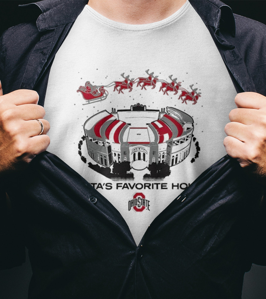 Ohio State Buckeyes Football Ohio Stadium Santa’s Favorite House Christmas T-Shirt