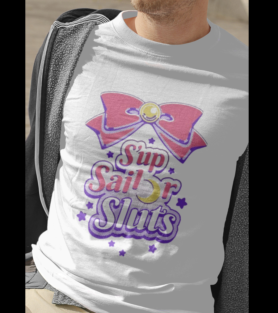 S'up Sailor Moon Bow Stars Crescent Witty Phrase T-Shirt