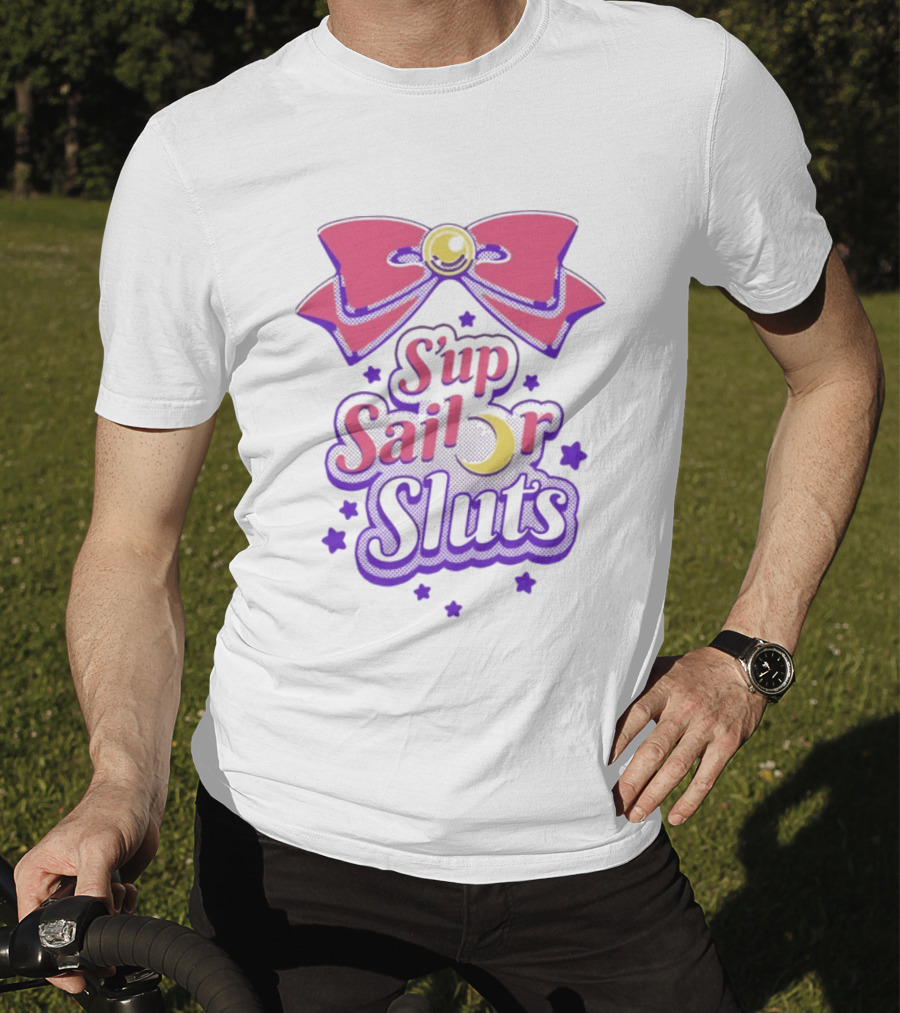 S'up Sailor Moon Bow Stars Crescent Witty Phrase T-Shirt