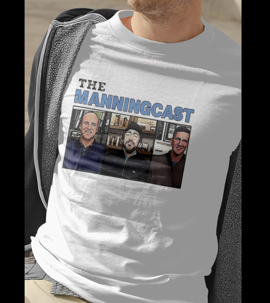 The Manningcast Hosts Cartoon Illustration NFL Broadcast Trio T-Shirt