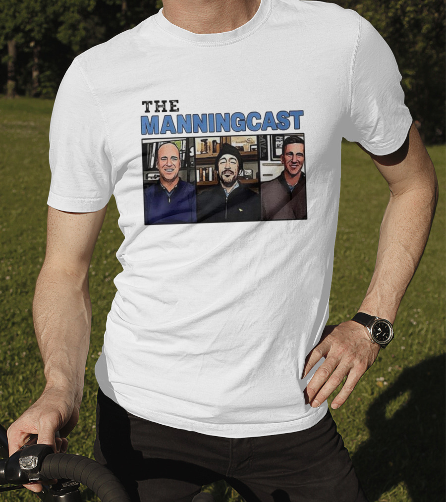 The Manningcast Hosts Cartoon Illustration NFL Broadcast Trio T-Shirt