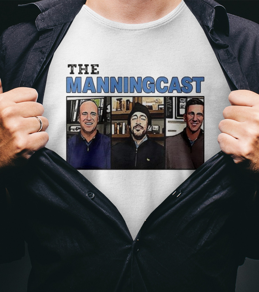 The Manningcast Hosts Cartoon Illustration NFL Broadcast Trio T-Shirt