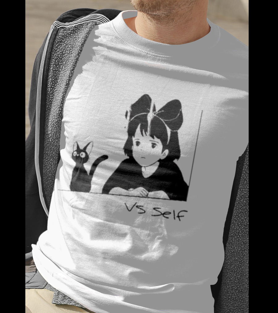 Vs Self Cat Girl Anime Style Bow Figure With Cat T-Shirt