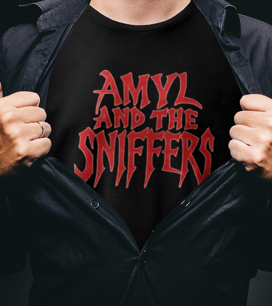 Amyl And The Sniffers Red Spiked Lettering Band Name Graphic T-Shirt
