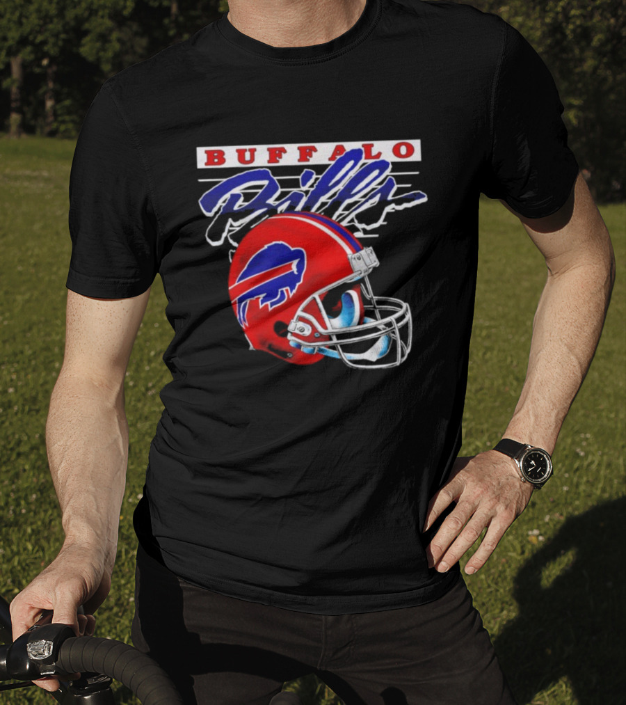 Buffalo Bills Gradient Alternate Helmet Team Title T-Shirt