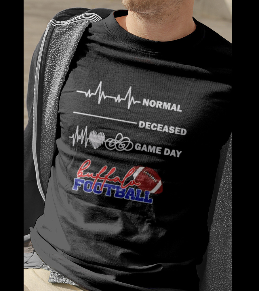 Buffalo Football Normal Deceased Game Day Heartbeat T-Shirt