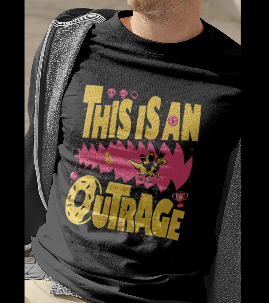 This Is An Outrage Cat Riding Dinosaur With Pineapple T-Shirt