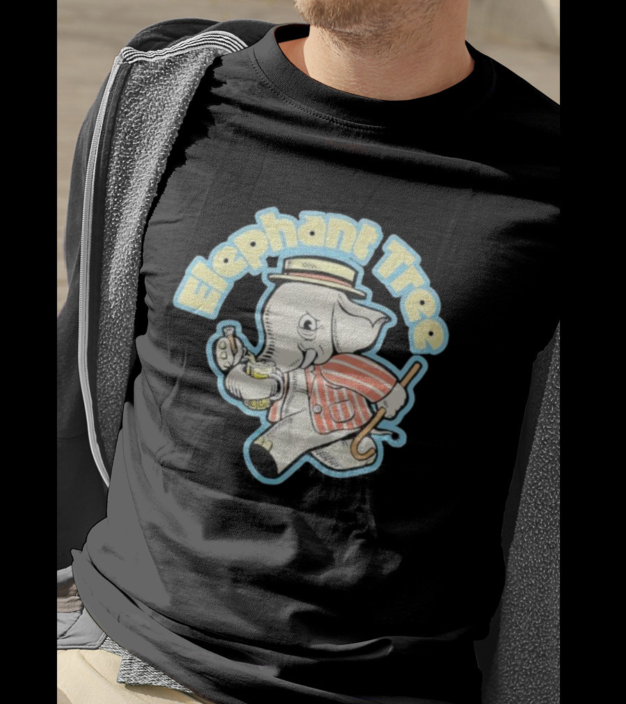 Elephant Tree Vintage Cartoon Style Elephant In Suit And Hat T-Shirt