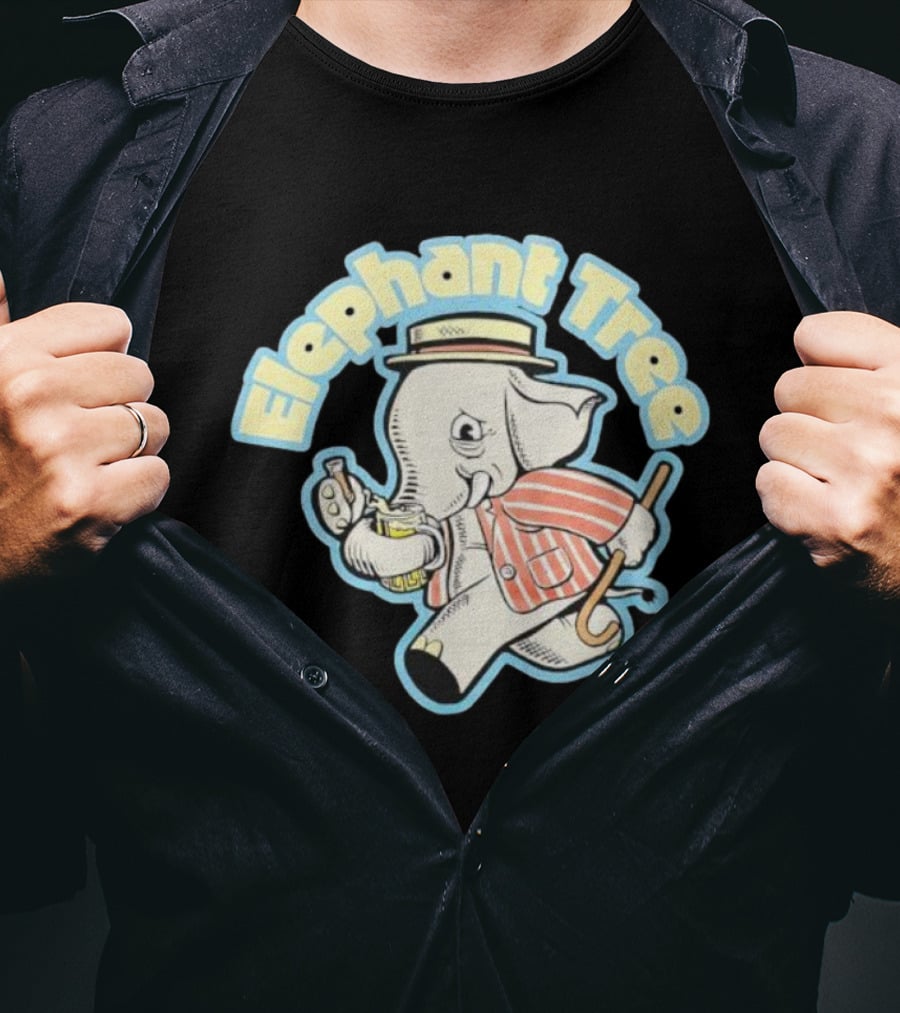 Elephant Tree Vintage Cartoon Style Elephant In Suit And Hat T-Shirt