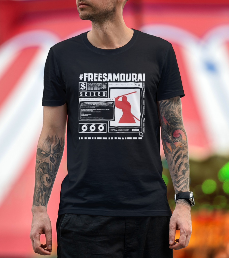Free Samourai Seized Classic Japanese Warrior Silhouette T-Shirt