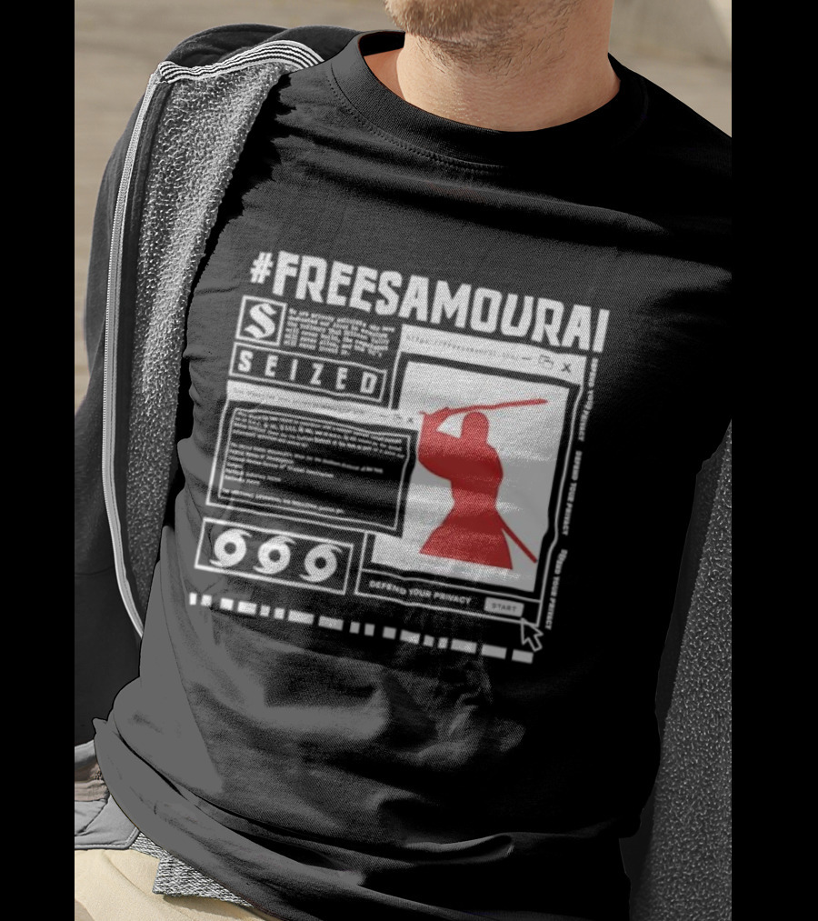 Free Samourai Seized Classic Japanese Warrior Silhouette T-Shirt