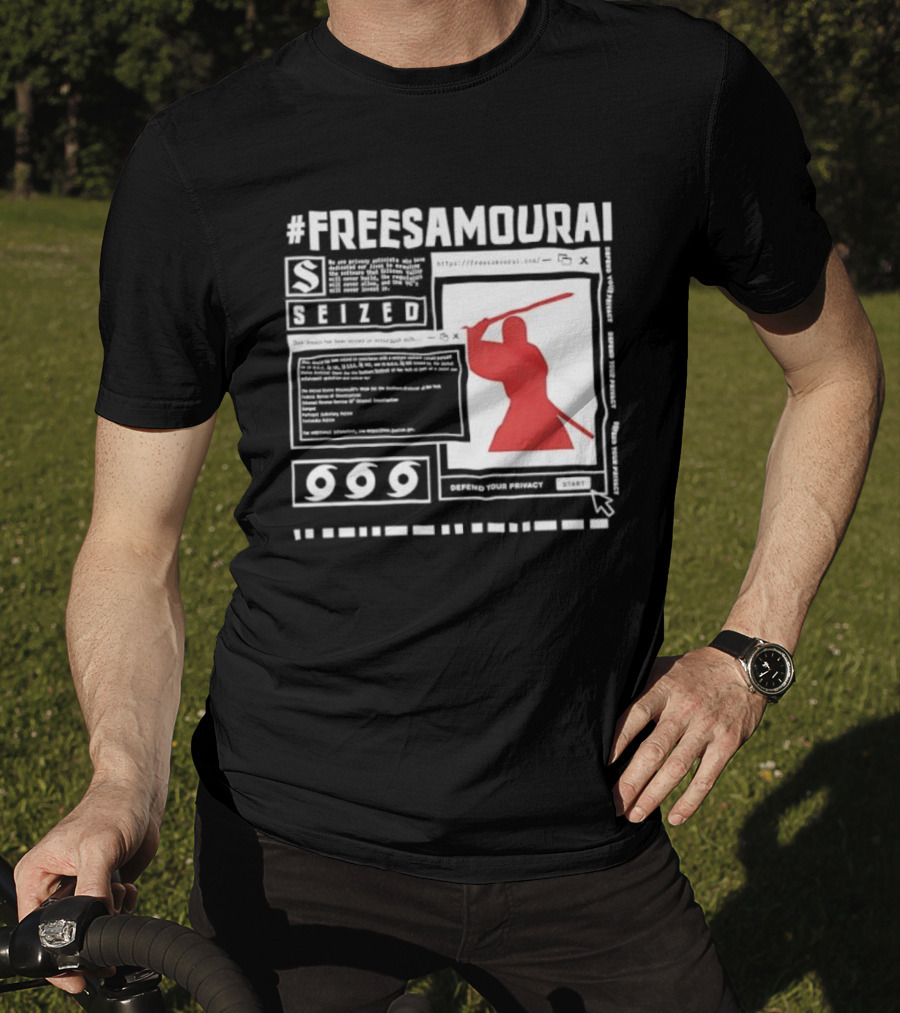 Free Samourai Seized Classic Japanese Warrior Silhouette T-Shirt