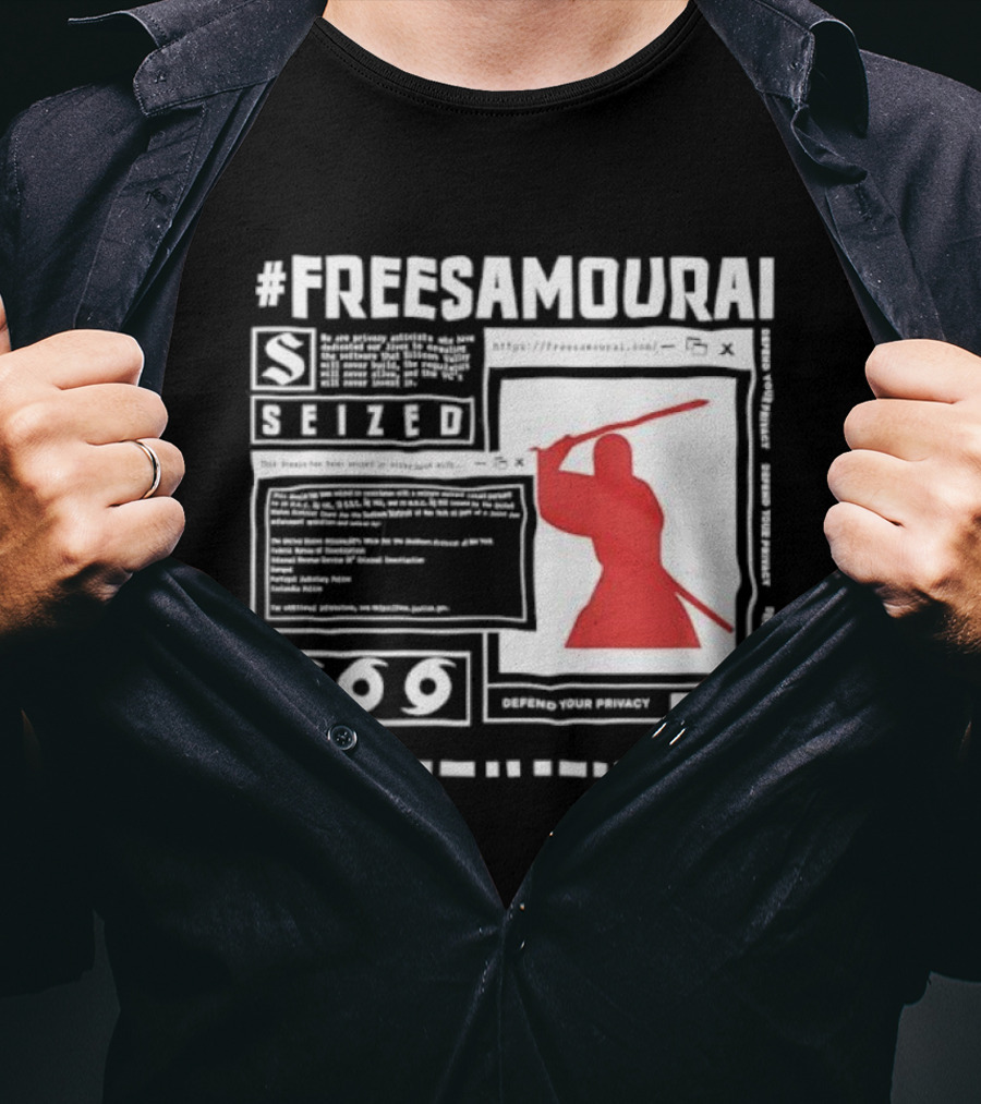 Free Samourai Seized Classic Japanese Warrior Silhouette T-Shirt