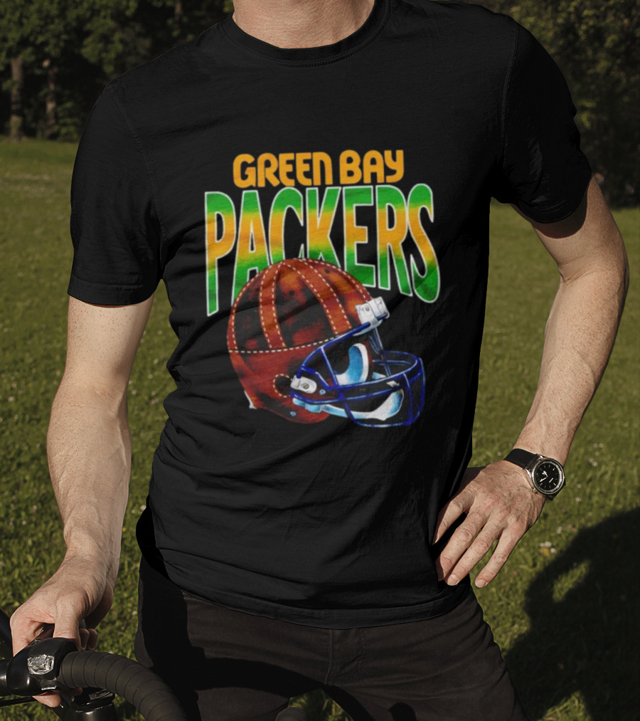 Green Bay Packers Vintage Helmet Gradient Style T-Shirt