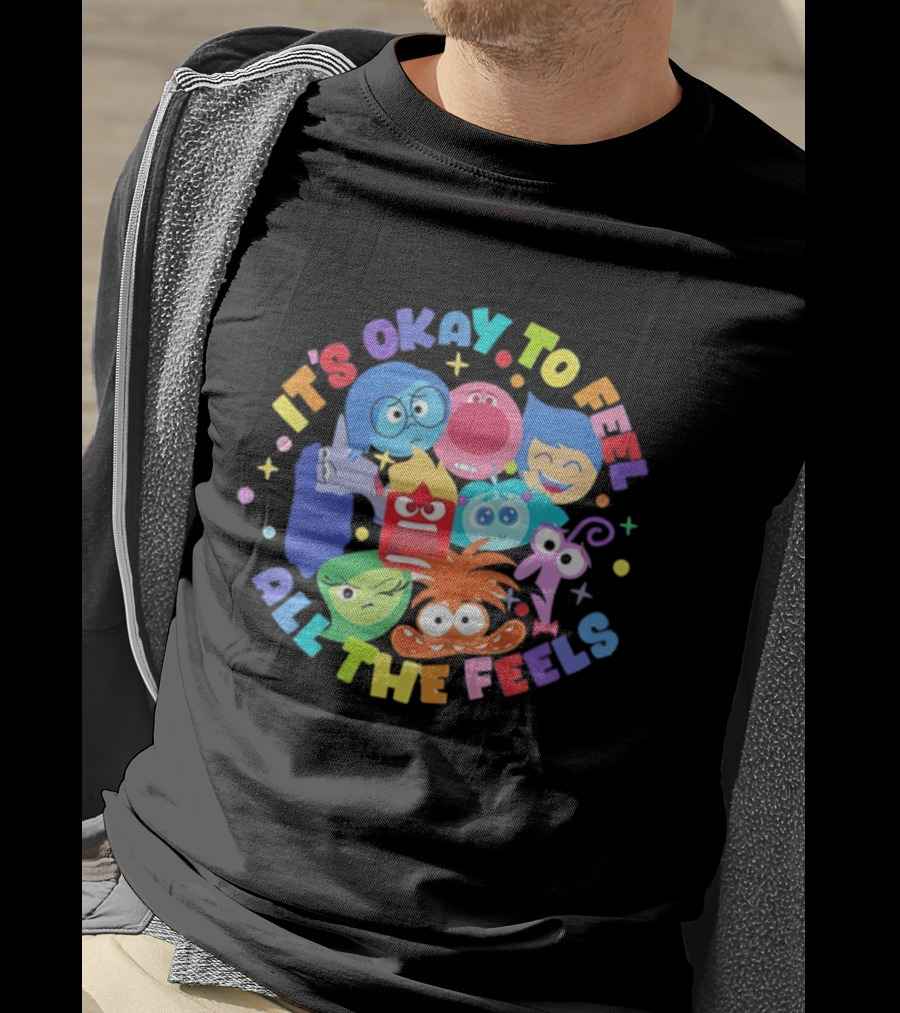 It's Okay To Feel All The Feels Rainbow Characters Circle T-Shirt