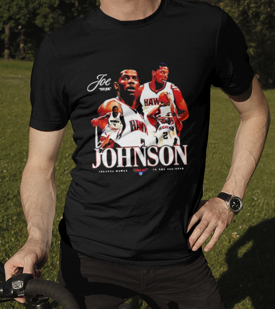 Joe Johnson Atlanta Hawks NBA Basketball Legend And All-Star Hawks Player Image T-Shirt