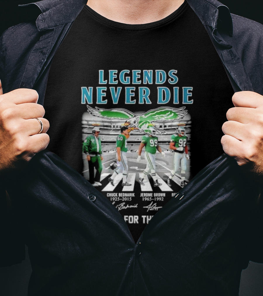 Legends Never Die Philadelphia Eagles Abbey Road Thank You For The Memories Signatures T-Shirt