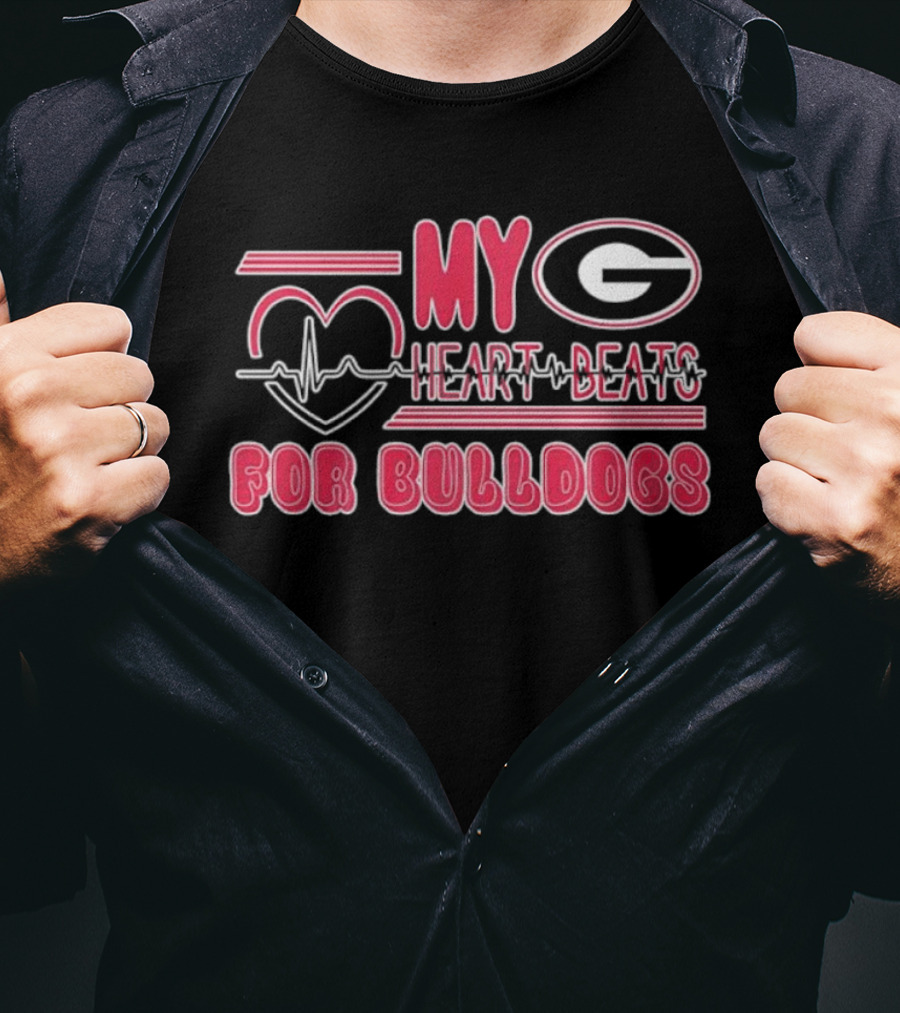My Heart Beats For Georgia Bulldogs Football Fan Pride T-Shirt
