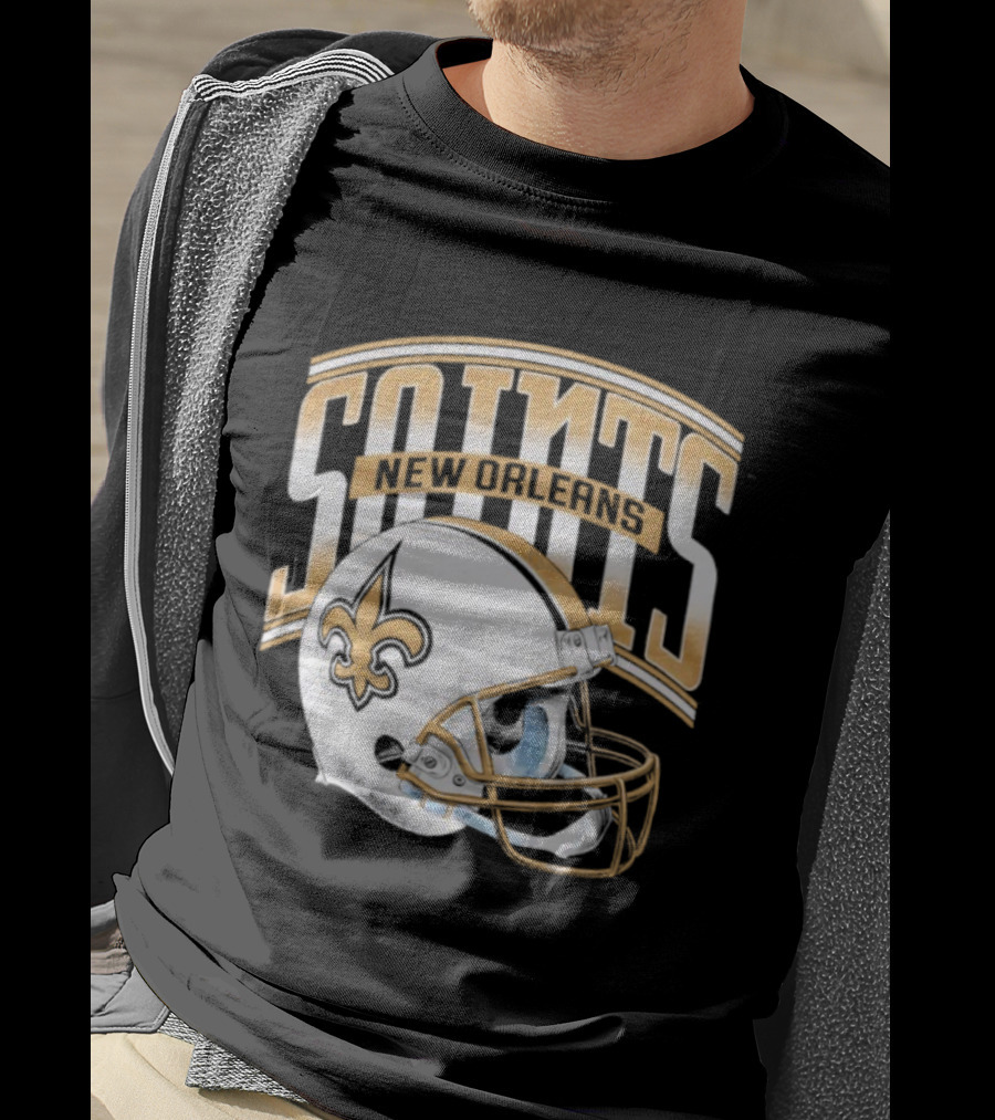 New Orleans Saints Football Helmet Gradient Style T-Shirt
