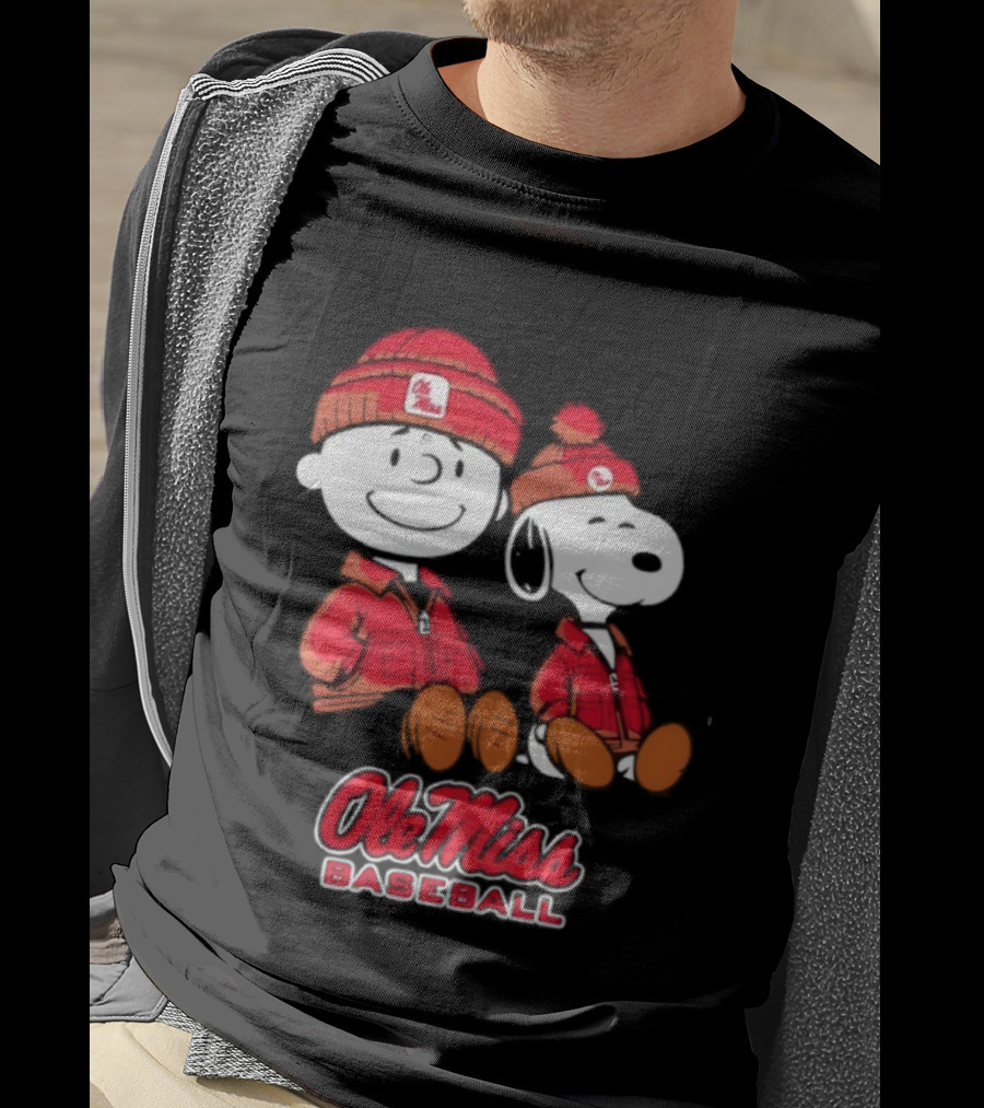 Ole Miss Baseball Snoopy And Charlie Brown Collaboration T-Shirt