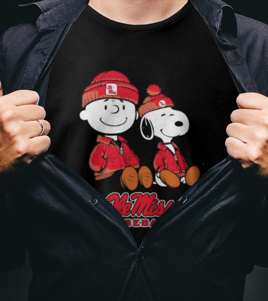 Ole Miss Baseball Snoopy And Charlie Brown Collaboration T-Shirt