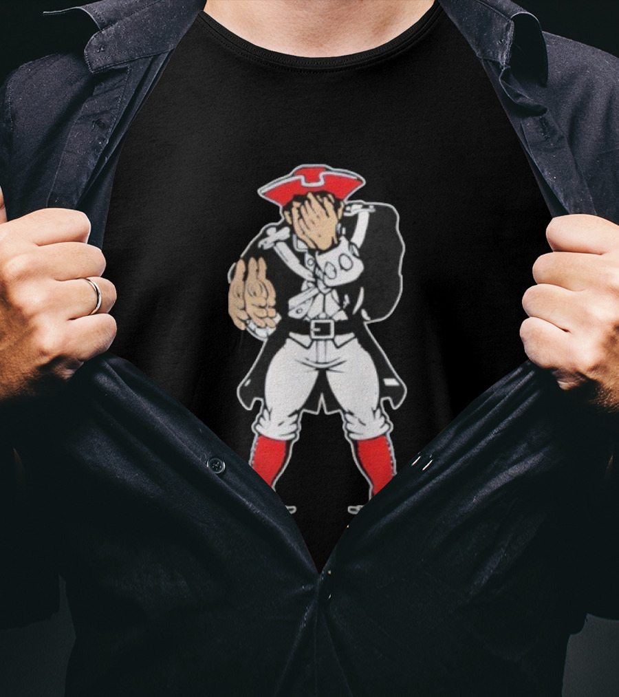 Pats Victory Hand Facepalm New England Patriots NFL Vintage Character T-Shirt