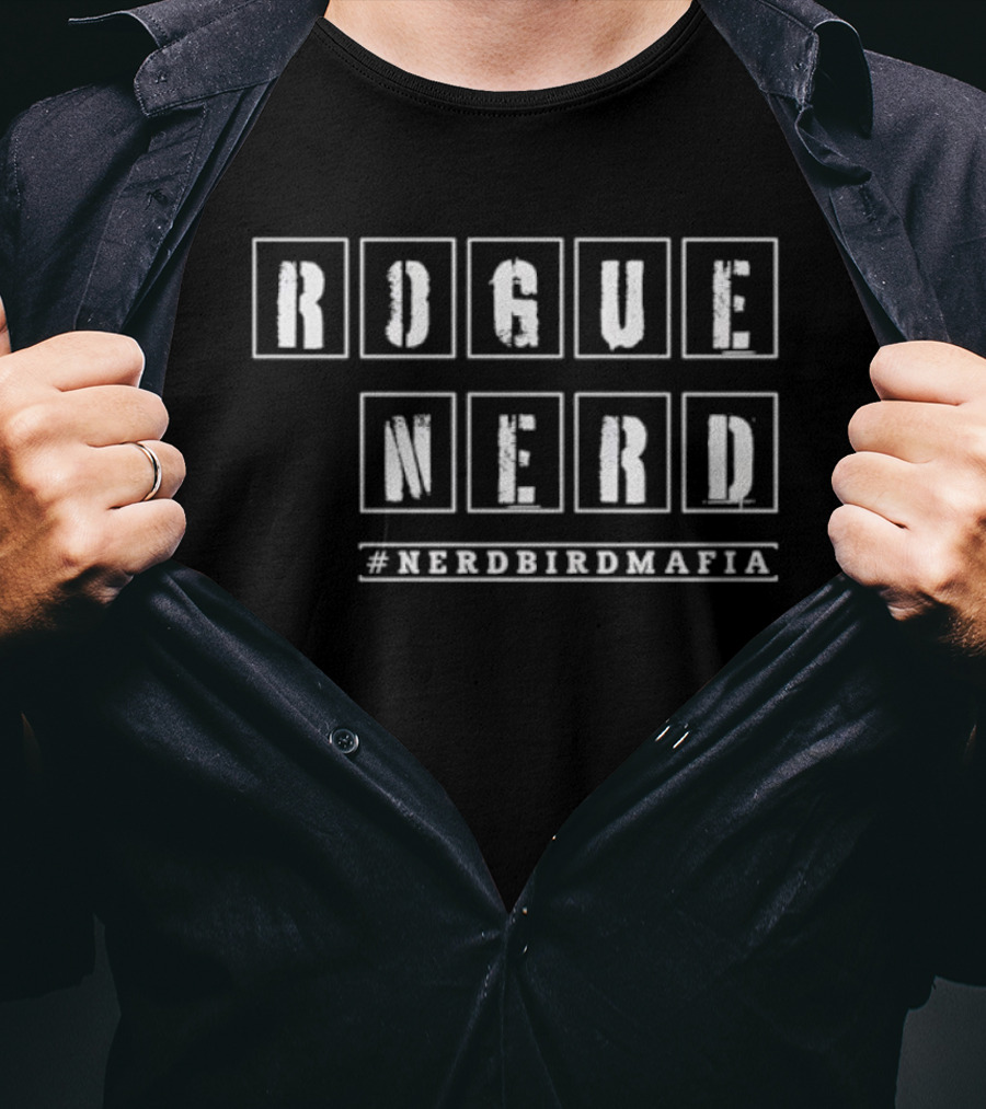 Rogue Nerd NERDBIRDMAFIA Bold Text Style T-Shirt