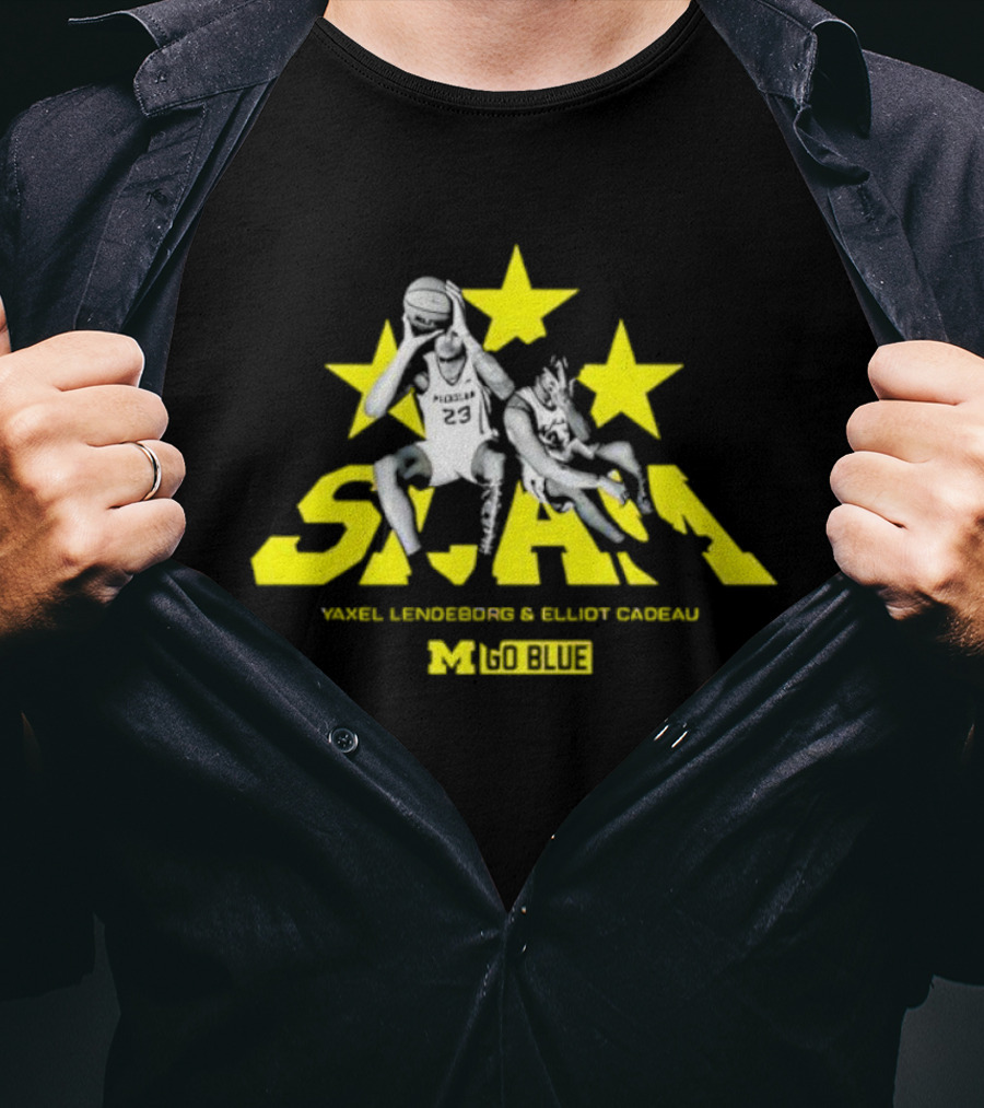 SLAM Yaxel Lendeborg Elliot Cadeau Michigan M Go Blue Stars T-Shirt