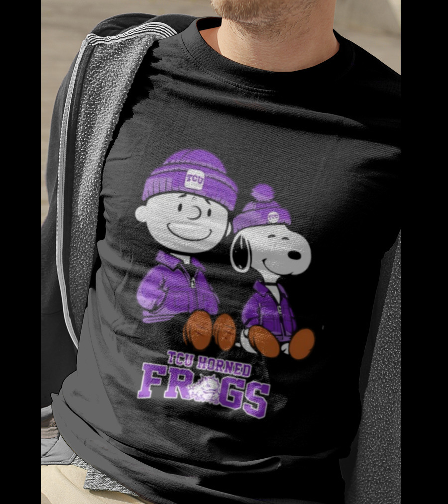 TCU Horned Frogs Snoopy Charlie Brown Collaboration Football Fan Gear T-Shirt