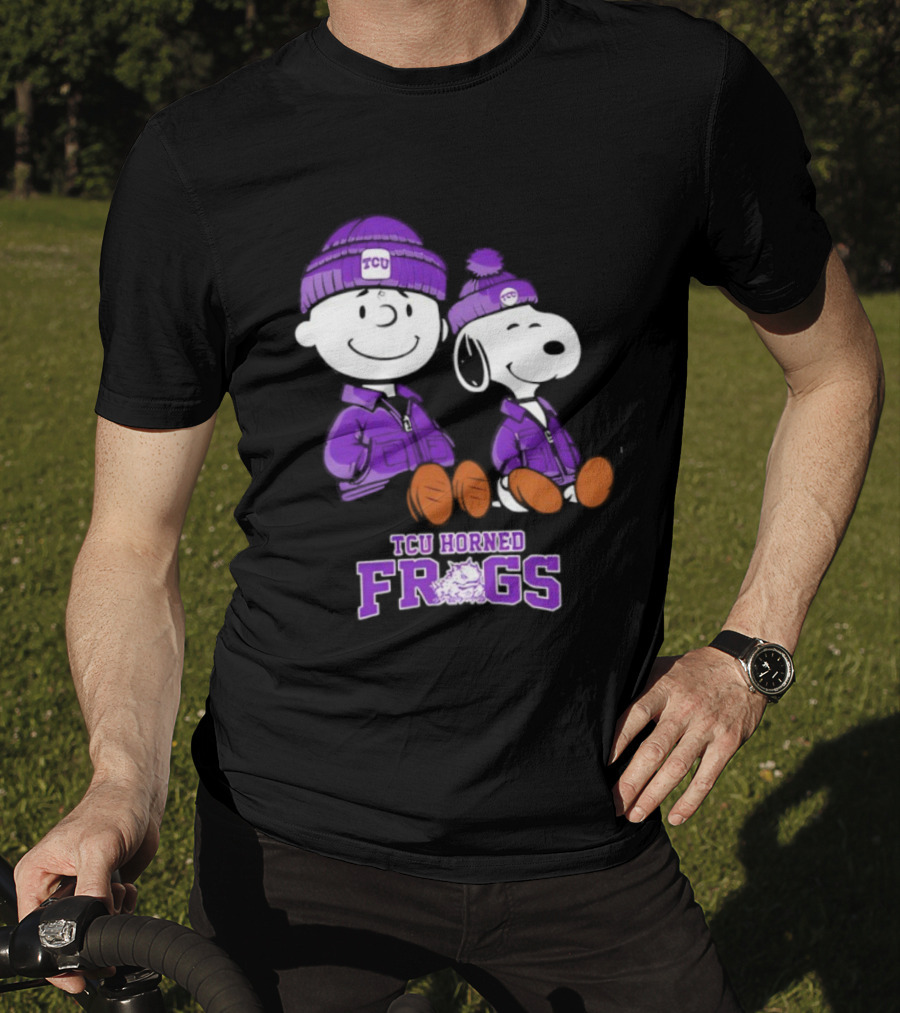 TCU Horned Frogs Snoopy Charlie Brown Collaboration Football Fan Gear T-Shirt