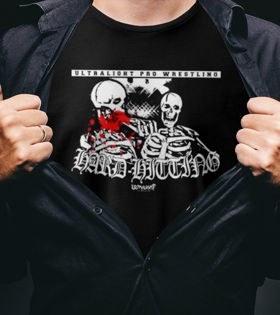 ULTRALIGHT Pro Wrestling Hard Hitting Skeletons Combat Scene T-Shirt