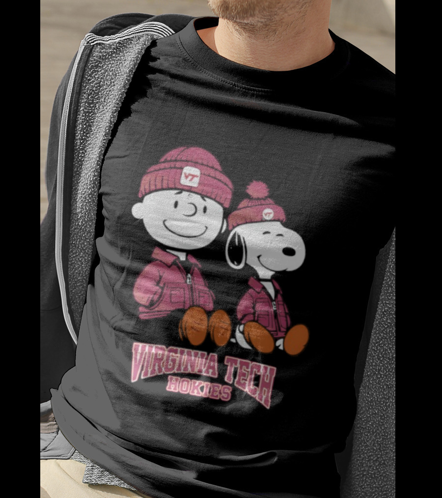 Virginia Tech Hokies Snoopy Charlie Brown Peanuts VT Collaboration T-Shirt
