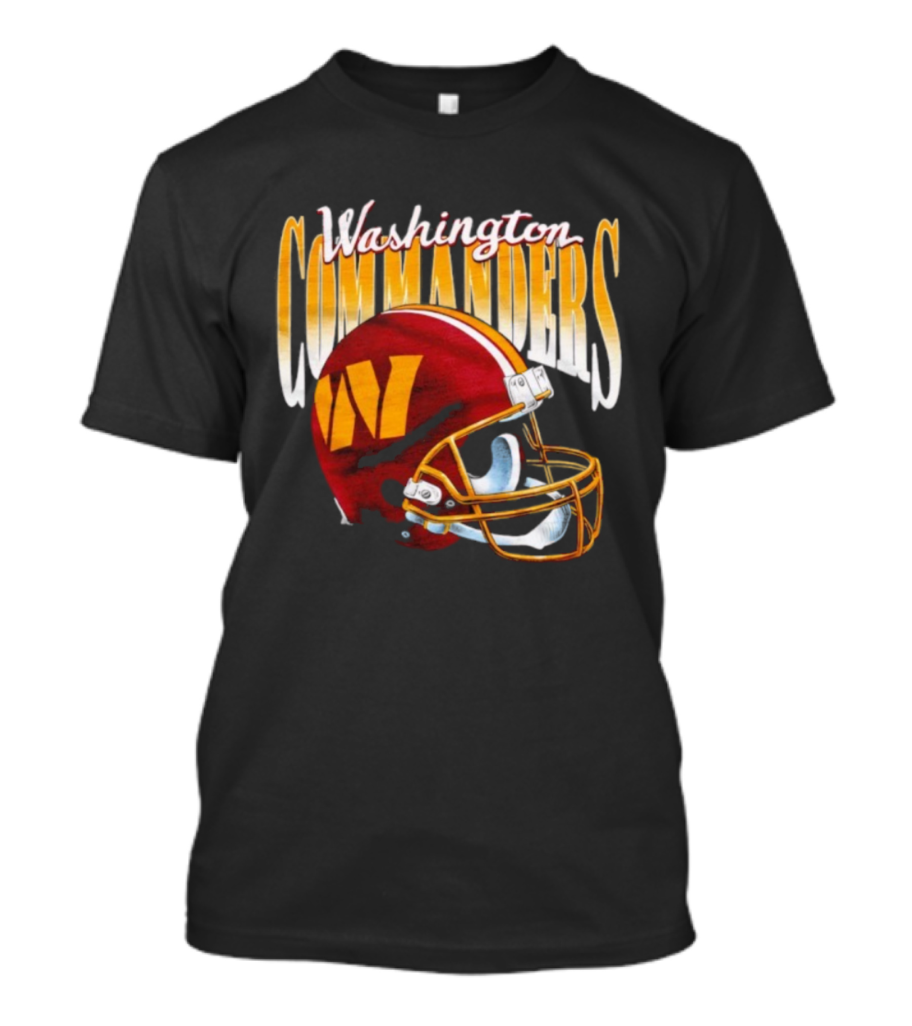 Washington Commanders Gradient Helmet Retro Style Red Yellow W T-Shirt